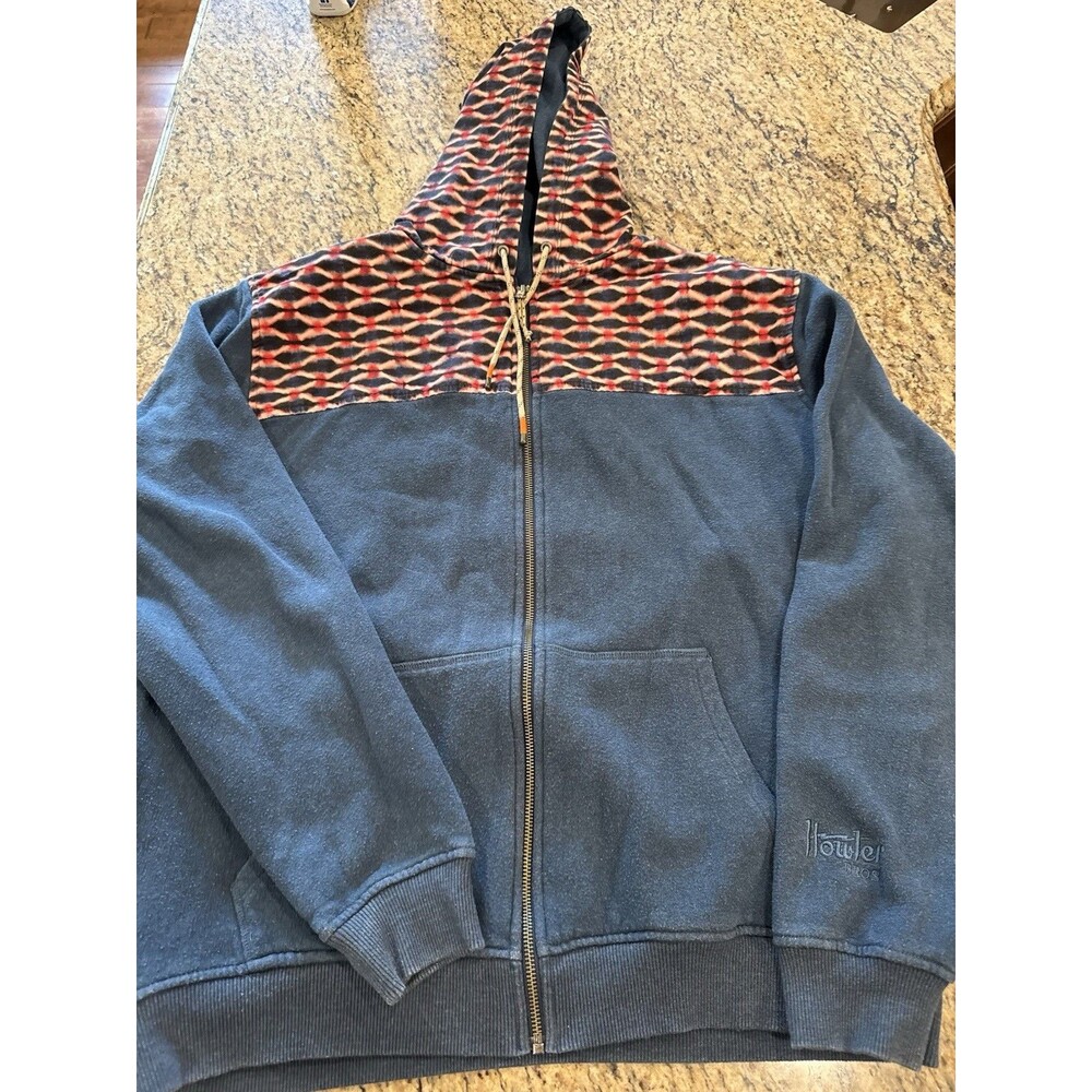 Howler Bros Shaman Hoodie Mens Large Blue Orange Aztec Full Zip Pockets